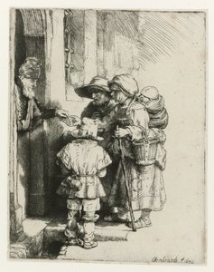 Un suonatore di organetto cieco e la sua famiglia da Rembrandt van Rijn