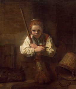 Ragazza con una scopa, 1651 da Rembrandt van Rijn
