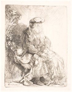 Abramo che accarezza Isacco da Rembrandt van Rijn