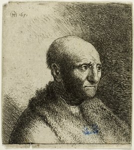 Uomo calvo in pelliccia: busto da Rembrandt van Rijn