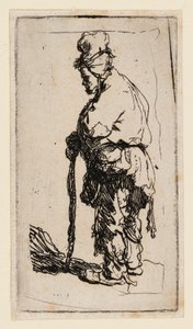 Mendicante appoggiato a un bastone, rivolto a sinistra da Rembrandt van Rijn