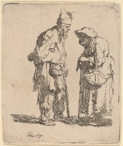 Mendicante e mendicante donna conversano da Rembrandt van Rijn