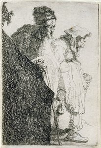 Mendicante uomo e donna dietro una banca, c.1630