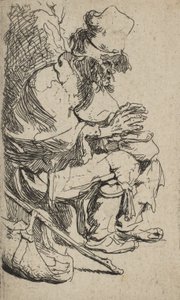 Mendicante seduto che si scalda le mani a un braciere da Rembrandt van Rijn