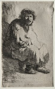 Mendicante seduto su una riva da Rembrandt van Rijn