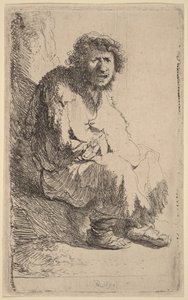 Mendicante seduto su una panchina da Rembrandt van Rijn