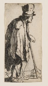 Mendicante con una mano paralizzata, appoggiato a un bastone da Rembrandt van Rijn