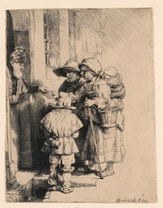 Mendicanti che Ricevono Elemosina alla Porta di una Casa