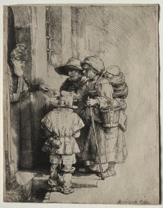 Mendicanti che Ricevono Elemosine alla Porta di una Casa da Rembrandt van Rijn