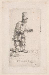 Contadino appoggiato a un bastone da Rembrandt van Rijn