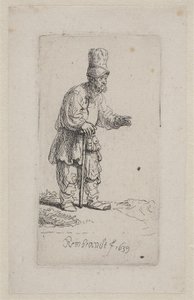 Contadino appoggiato a un bastone da Rembrandt van Rijn
