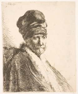 Busto di uomo (il padre di Rembrandt) con un berretto alto, visto di tre quarti da Rembrandt van Rijn