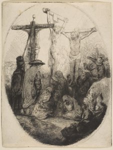 Cristo crocifisso tra due ladroni, piastra ovale, ca. 1641 da Rembrandt van Rijn