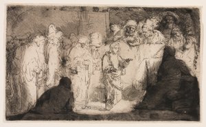Cristo che disputa con i dottori: uno schizzo da Rembrandt van Rijn