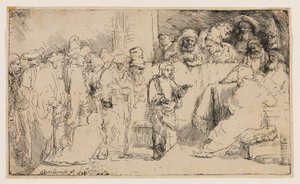 Cristo che disputa con i dottori: uno schizzo da Rembrandt van Rijn