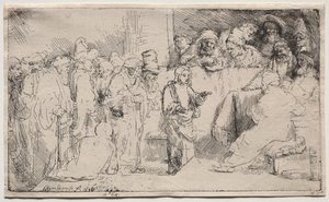 Cristo che disputa con i dottori: uno schizzo da Rembrandt van Rijn