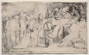 Cristo che disputa con i dottori: uno schizzo, 1652 da Rembrandt van Rijn