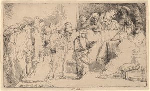 Cristo disputa con i dottori: uno schizzo da Rembrandt van Rijn