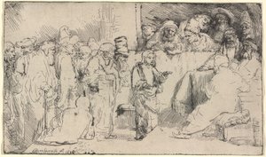 Cristo che disputa con i dottori: uno schizzo da Rembrandt van Rijn