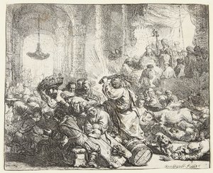 Cristo scaccia i cambiavalute (B.69; BB. 35-Bii) da Rembrandt van Rijn