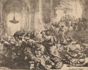 Cristo che scaccia i mercanti dal tempio, 1635 da Rembrandt van Rijn