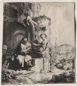 Cristo e la donna di Samaria tra le rovine da Rembrandt van Rijn