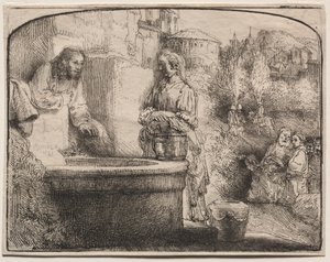 Cristo e la donna di Samaria: Una stampa ad arco, 1657-58 da Rembrandt van Rijn