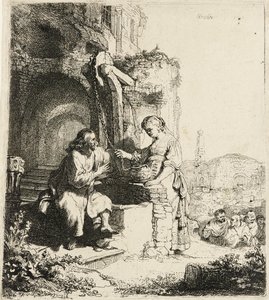 Cristo e la donna di Samaria tra le rovine [Giovanni 4:5-20], 1634 da Rembrandt van Rijn