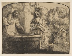 Cristo e la donna di Samaria: una stampa ad arco, 1658 da Rembrandt van Rijn