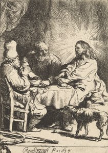 Cristo a Emmaus: la lastra più piccola, 1634 da Rembrandt van Rijn