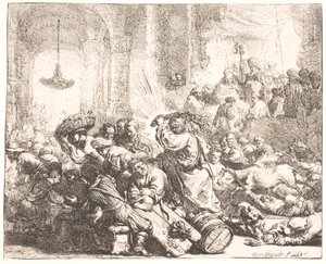 Cristo scaccia i mercanti dal tempio da Rembrandt van Rijn
