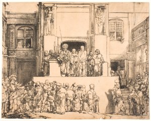 Cristo presentato al popolo: grande lastra oblungo da Rembrandt van Rijn