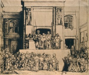 Cristo presentato al popolo: tavola oblungo da Rembrandt van Rijn