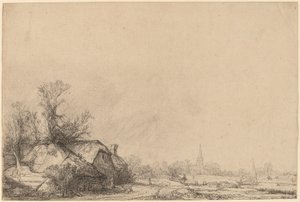 Cottage accanto a un Canale da Rembrandt van Rijn
