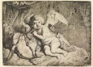 Cupido a riposo, da un dipinto precedentemente attribuito a Rembrandt da Rembrandt van Rijn