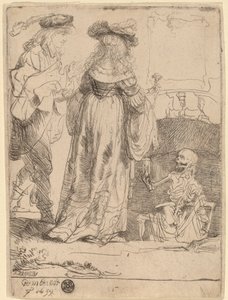 La morte appare a una coppia sposata da una tomba aperta da Rembrandt van Rijn