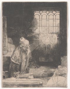 Faust nel suo studio osserva un disco magico, o Uno studioso nel suo studio, c.1652 da Rembrandt van Rijn