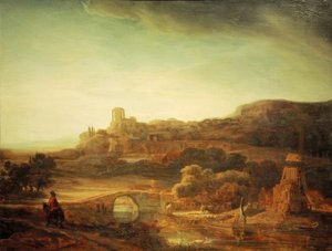 Paesaggio fluviale con mulino a vento da Rembrandt van Rijn