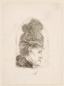 Profilo grottesco: uomo con un berretto alto da Rembrandt van Rijn