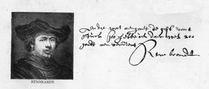 Scrittura e firma di Rembrandt da una lettera a Constantine Huygens che richiede il pagamento di una somma di denaro dovuta, c. 1640