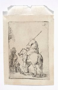 Un cavaliere con il turbante a cavallo da Rembrandt van Rijn