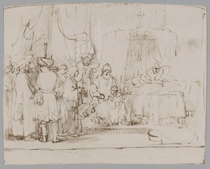 Giuseppe racconta i suoi sogni ai genitori e ai fratelli da Rembrandt van Rijn