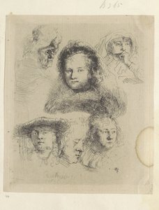 Studi di teste di Saskia e altri da Rembrandt van Rijn