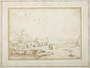 Paesaggio con una parte di uno stagno da Rembrandt van Rijn