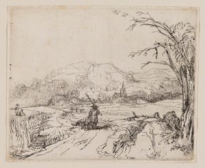 Paesaggio con Cacciatore e Cani da Rembrandt van Rijn