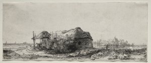 Paesaggio con un Cottage e un Fienile: Oblungo da Rembrandt van Rijn