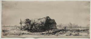Paesaggio con un Cottage e un Fienile: Oblungo da Rembrandt van Rijn