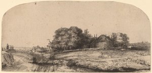Paesaggio con un Fienile e un Gregge di Pecore da Rembrandt van Rijn