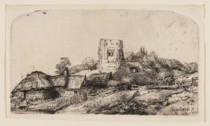 Paesaggio con una torre quadrata da Rembrandt van Rijn