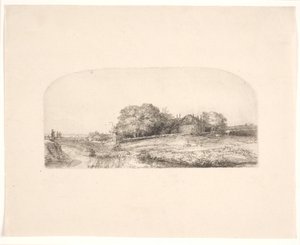 Paesaggio con un fienile e un gregge di pecore da Rembrandt van Rijn